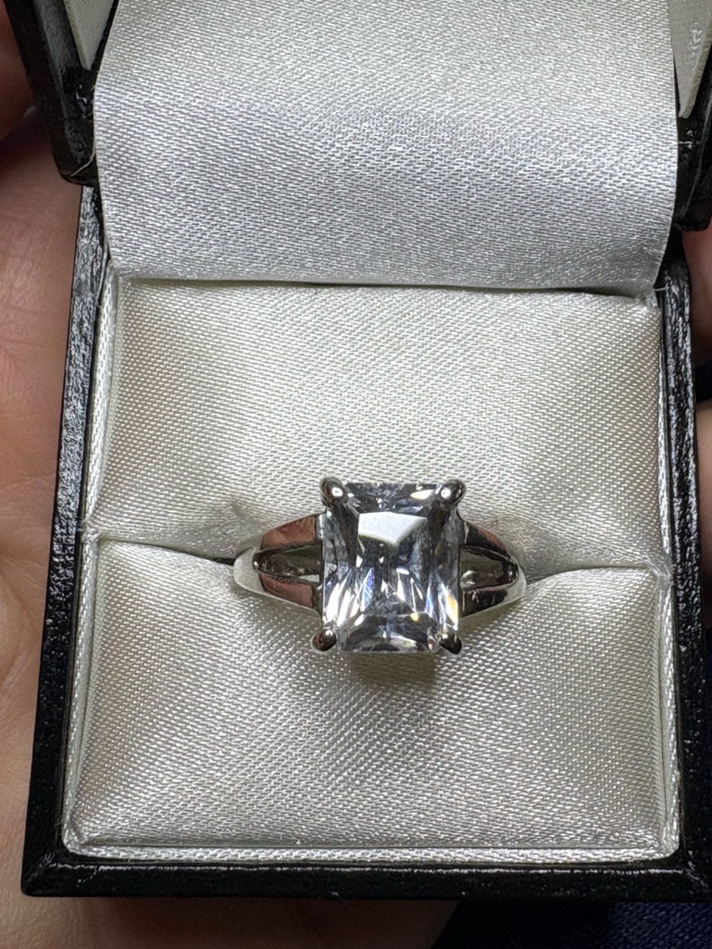 Ring Elegant Sterling Silver with Emerald Cut Cubic Zirconia